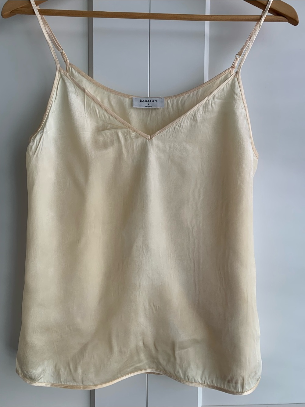 Babaton Pale Cream Satin V-Neck Cami
